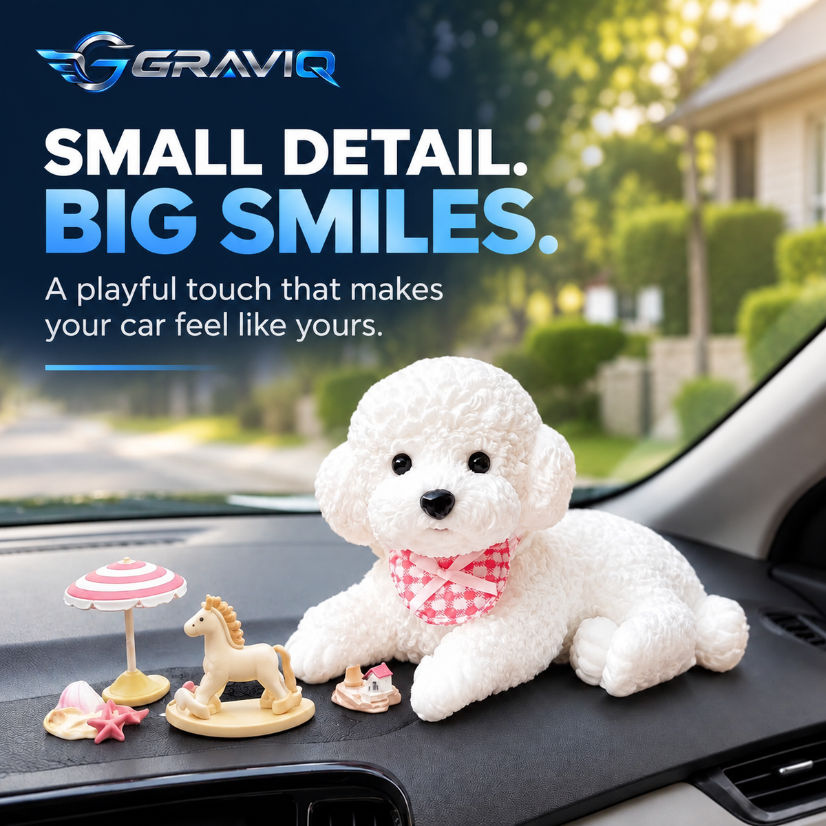 Squishy Dashboard Puppy – Cute Car Companion | GRAVIQ