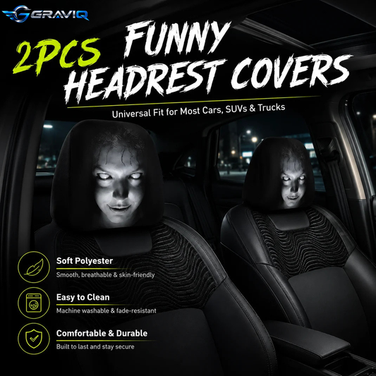 Funny Cartoon Car Headrest Covers – 2PCS Universal Fit