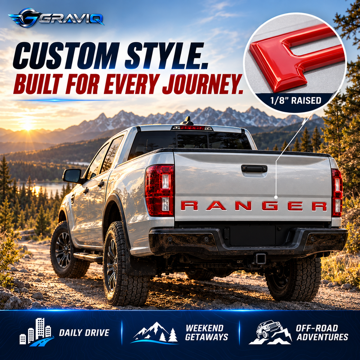 3D Ford Ranger Tailgate Letter Inserts