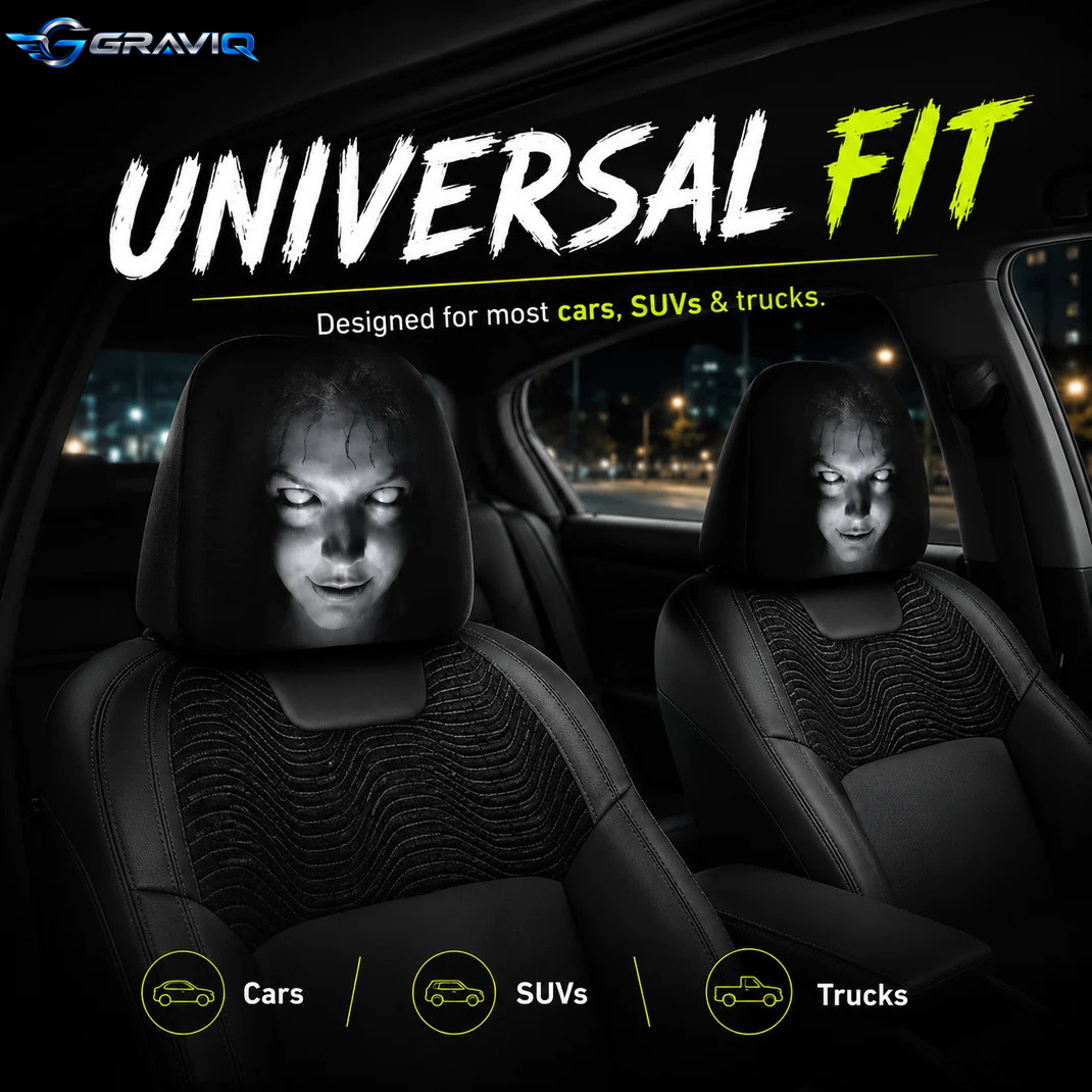 Funny Cartoon Car Headrest Covers – 2PCS Universal Fit
