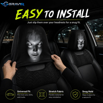 Funny Cartoon Car Headrest Covers – 2PCS Universal Fit