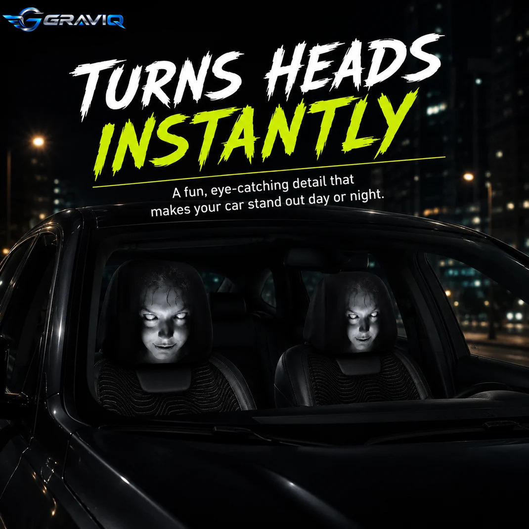 Funny Cartoon Car Headrest Covers – 2PCS Universal Fit