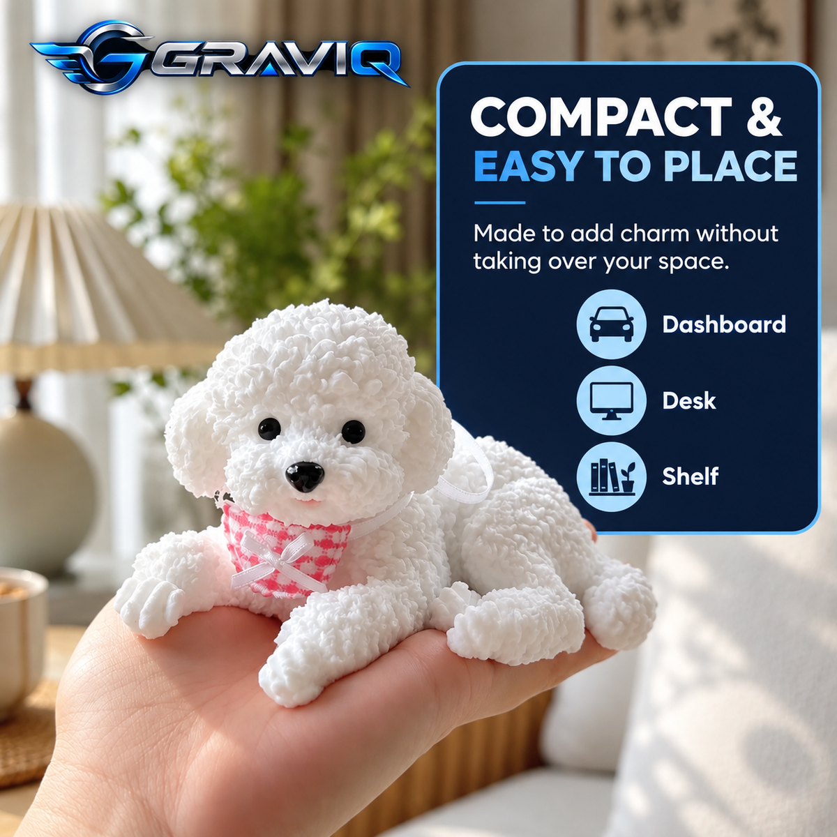 Squishy Dashboard Puppy – Cute Car Companion | GRAVIQ