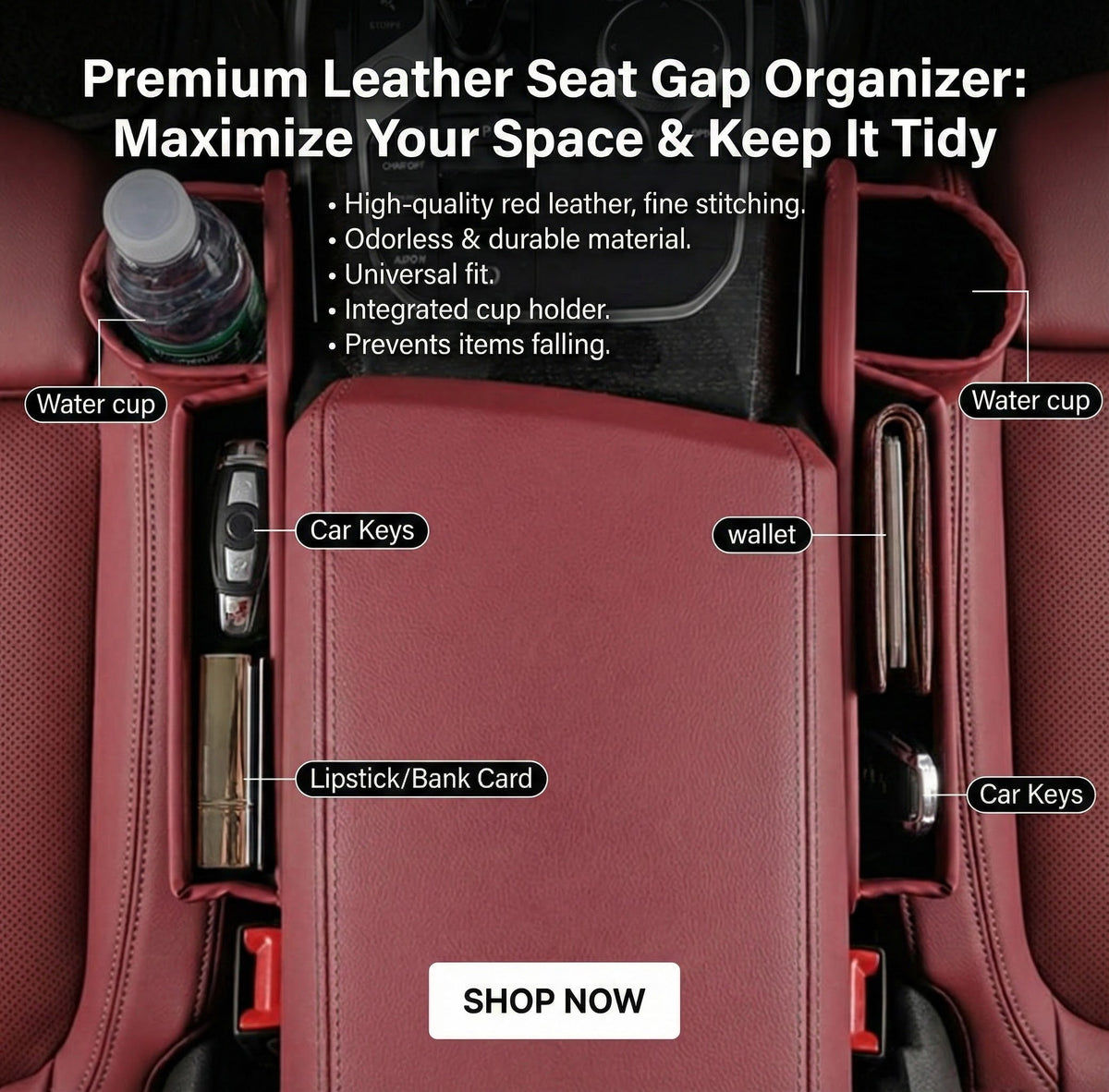 Car Leather Cup Holder Gap Bag
