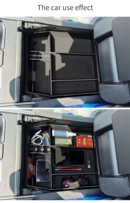 High Quality ABS Plastic Center Console Organizer Armrest Storage Box Insert Tray for Ford F150 2015-2024 Interior Accessories