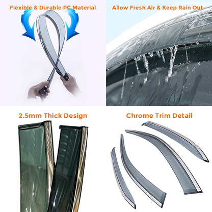 Injection Window Deflectors for Ford F250 / F350 / F450 / F550 Rain Guards Side Window Visor Wind Deflector Auto Accessories