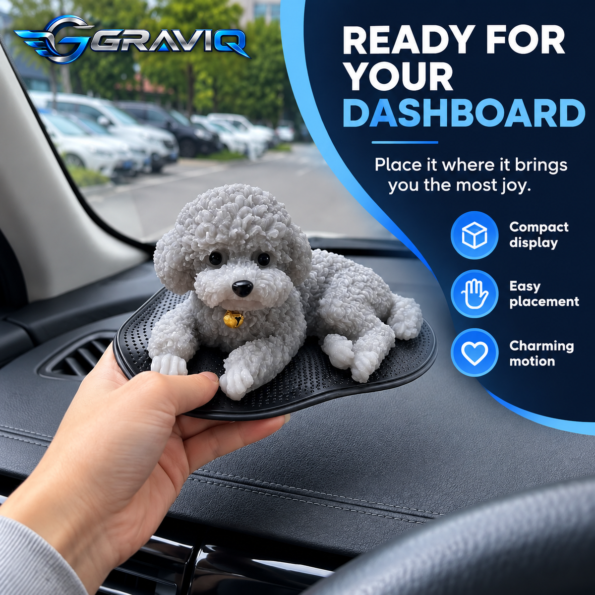 Squishy Dashboard Puppy – Cute Car Companion | GRAVIQ