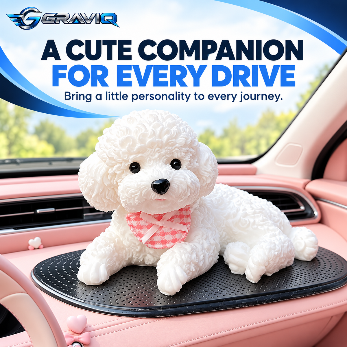 Squishy Dashboard Puppy – Cute Car Companion | GRAVIQ